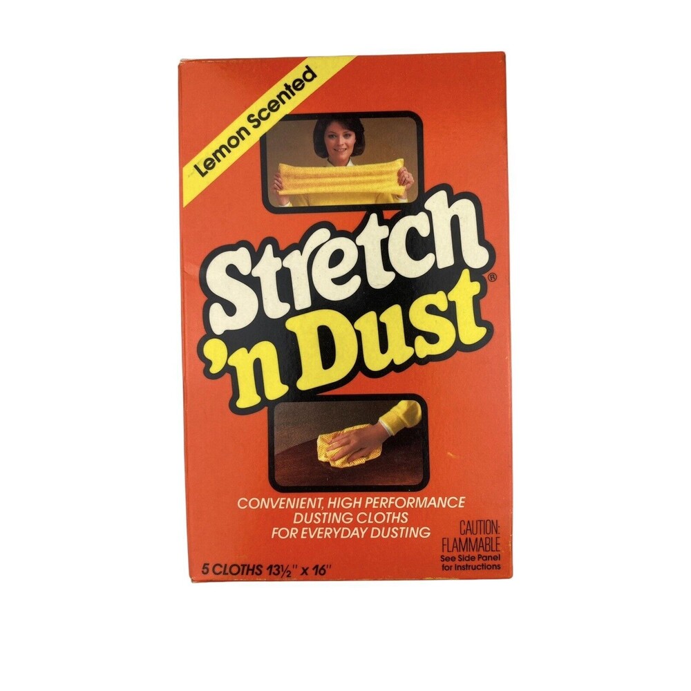 Vintage Stretch n Dust Lemon Scented Dusting Cloths 5 Sealed 1980s NOS Colgate